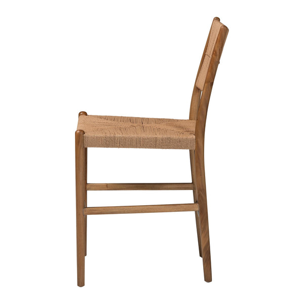 Bali & Pari Alva Handwoven Paper Loom Counterstool Mahogany Frame Boho Kitchen Seat