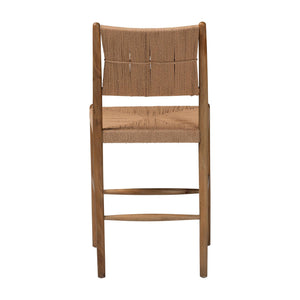 Bali & Pari Alva Handwoven Paper Loom Counterstool Mahogany Frame Boho Kitchen Seat