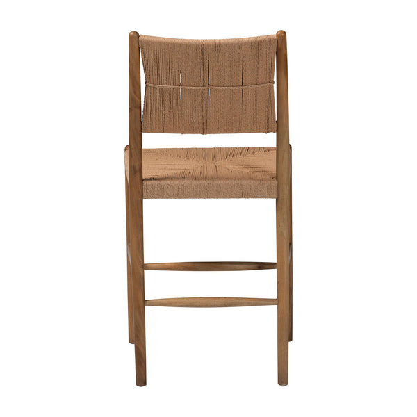 Bali & Pari Alva Handwoven Paper Loom Counterstool Mahogany Frame Boho Kitchen Seat