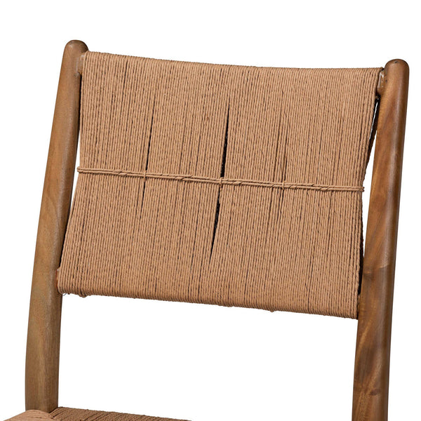 Bali & Pari Alva Handwoven Paper Loom Counterstool Mahogany Frame Boho Kitchen Seat