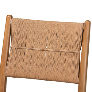 Bali & Pari Alva Handwoven Paper Loom Dining Chairs Mahogany Frame Set of Two