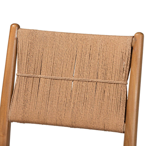 Bali & Pari Alva Handwoven Paper Loom Dining Chairs Mahogany Frame Set of Two