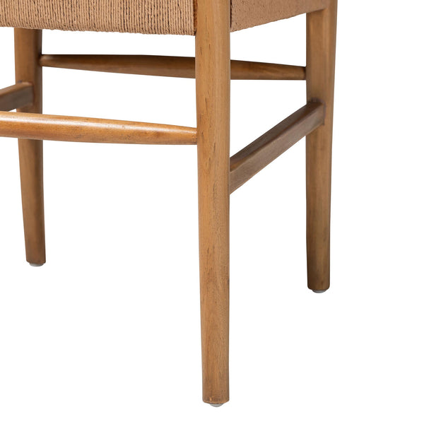 Bali & Pari Alva Handwoven Paper Loom Dining Chairs Mahogany Frame Set of Two