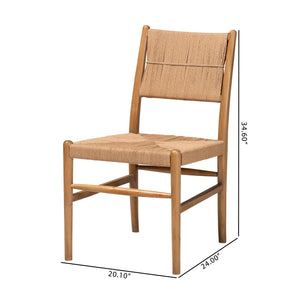 Bali & Pari Alva Handwoven Paper Loom Dining Chairs Mahogany Frame Set of Two