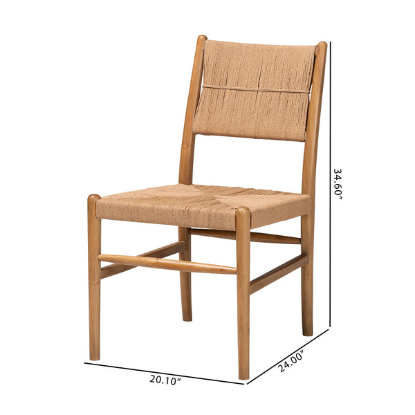 Bali & Pari Alva Handwoven Paper Loom Dining Chairs Mahogany Frame Set of Two