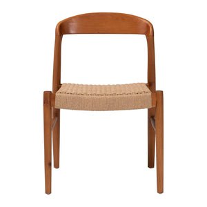 Bali & Pari Lorena Handwoven Paper Loom Dining Chair Solid Mahogany Mid-century Seat