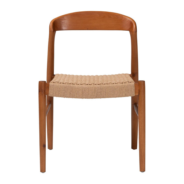 Bali & Pari Lorena Handwoven Paper Loom Dining Chair Solid Mahogany Mid-century Seat