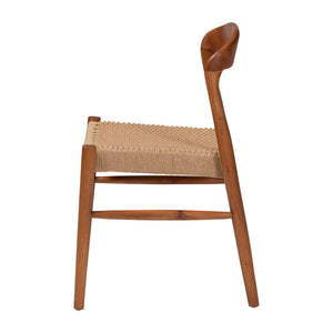 Bali & Pari Lorena Handwoven Paper Loom Dining Chair Solid Mahogany Mid-century Seat