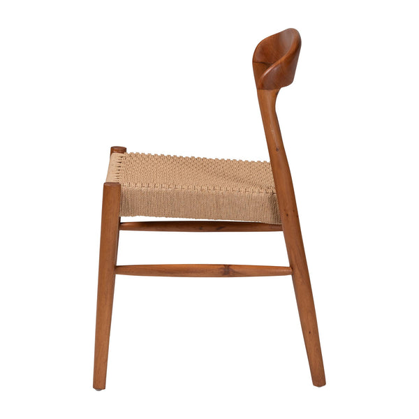 Bali & Pari Lorena Handwoven Paper Loom Dining Chair Solid Mahogany Mid-century Seat