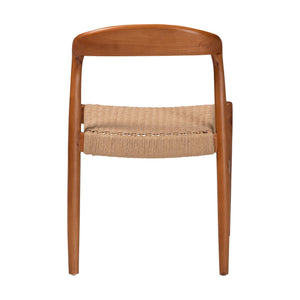 Bali & Pari Lorena Handwoven Paper Loom Dining Chair Solid Mahogany Mid-century Seat