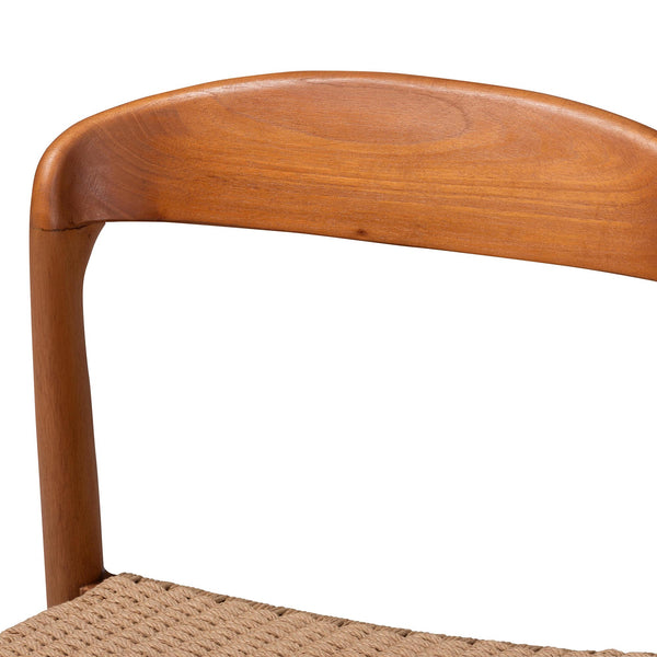 Bali & Pari Lorena Handwoven Paper Loom Dining Chair Solid Mahogany Mid-century Seat
