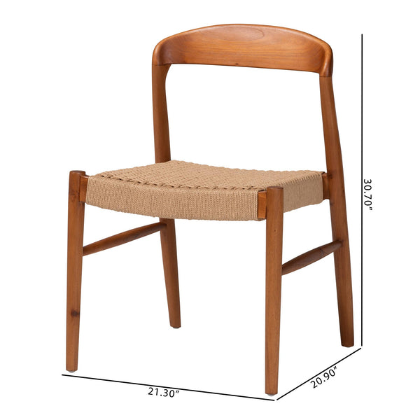 Bali & Pari Lorena Handwoven Paper Loom Dining Chair Solid Mahogany Mid-century Seat
