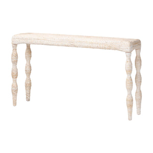 Baxton Studio Bali & Pari Lejane Handwoven Seagrass Mahogany Console Table for Entryway MD-39958-White Wash Rustic-Wood-KD/Box-CST