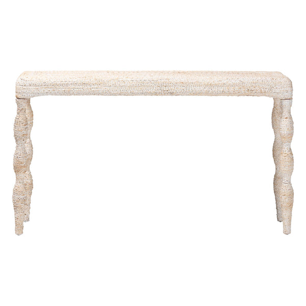 Bali & Pari Lejane Handwoven Seagrass Mahogany Console Table for Entryway