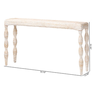 Bali & Pari Lejane Handwoven Seagrass Mahogany Console Table for Entryway