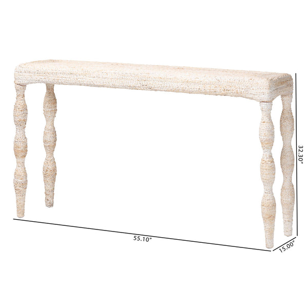 Bali & Pari Lejane Handwoven Seagrass Mahogany Console Table for Entryway