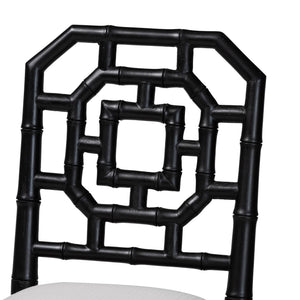 Bali & Pari Boone Solid Mahogany Counter Stool with Carved Chinoiserie Openwork Back and Cushion