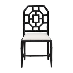 Bali & Pari Boone Solid Mahogany Dining Chair with Carved Chinoiserie Openwork Back Design