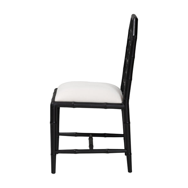 Bali & Pari Boone Solid Mahogany Dining Chair with Carved Chinoiserie Openwork Back Design