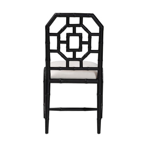 Bali & Pari Boone Solid Mahogany Dining Chair with Carved Chinoiserie Openwork Back Design
