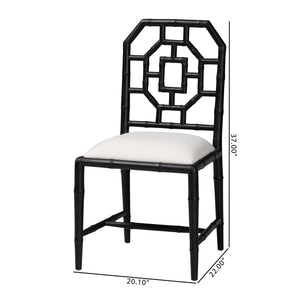 Bali & Pari Boone Solid Mahogany Dining Chair with Carved Chinoiserie Openwork Back Design