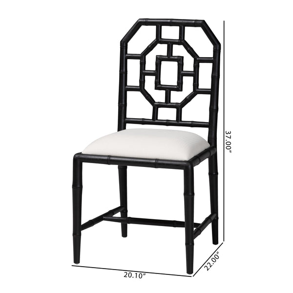 Bali & Pari Boone Solid Mahogany Dining Chair with Carved Chinoiserie Openwork Back Design