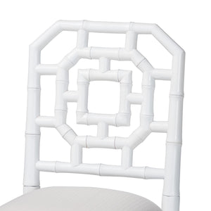 Bali & Pari Boone Solid Mahogany Counter Stool with Carved Chinoiserie Openwork Back and Cushion