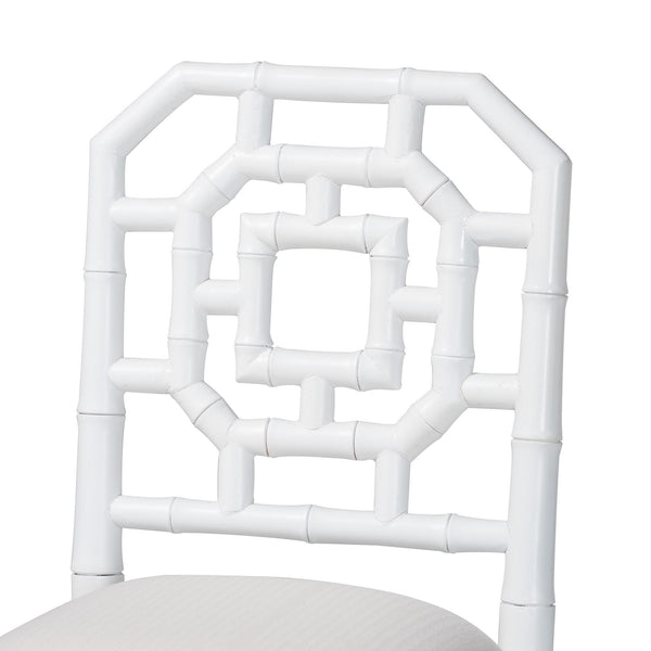 Bali & Pari Boone Solid Mahogany Counter Stool with Carved Chinoiserie Openwork Back and Cushion