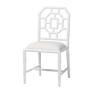 Bali & Pari Boone Solid Mahogany Dining Chair with Carved Chinoiserie Openwork Back Design