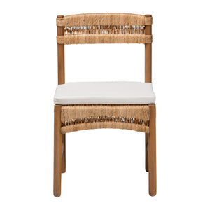 Bali & Pari Elvera Handcrafted Seagrass Mahogany Dining Chair for Coastal Boho Rooms