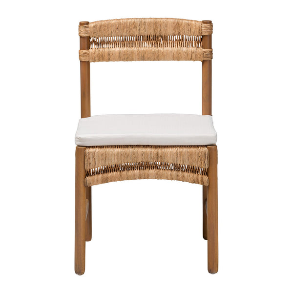 Bali & Pari Elvera Handcrafted Seagrass Mahogany Dining Chair for Coastal Boho Rooms