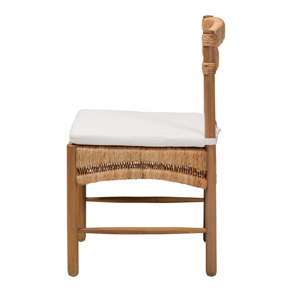 Bali & Pari Elvera Handcrafted Seagrass Mahogany Dining Chair for Coastal Boho Rooms
