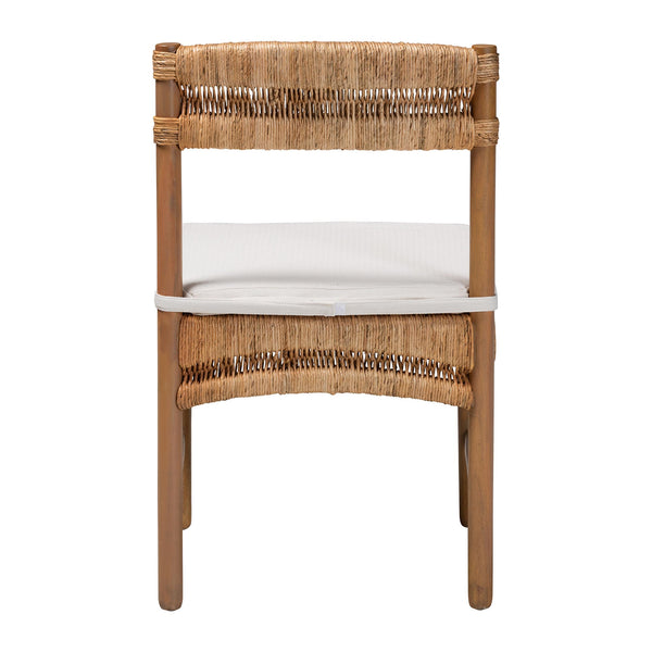 Bali & Pari Elvera Handcrafted Seagrass Mahogany Dining Chair for Coastal Boho Rooms
