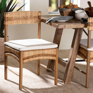 Bali & Pari Elvera Handcrafted Seagrass Mahogany Dining Chair for Coastal Boho Rooms