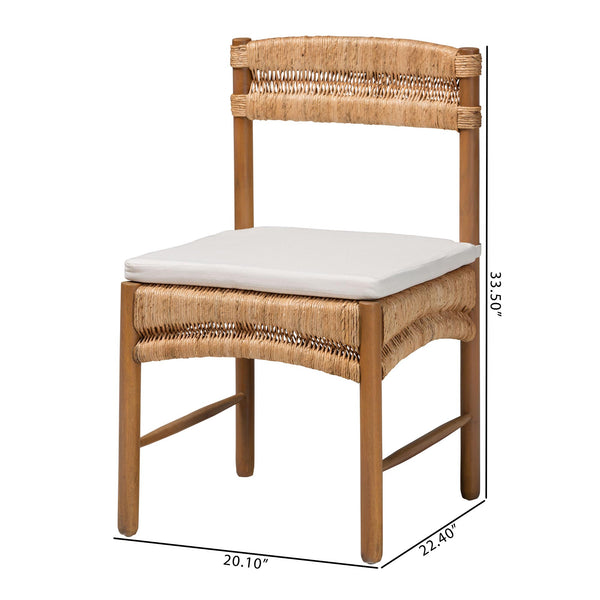 Bali & Pari Elvera Handcrafted Seagrass Mahogany Dining Chair for Coastal Boho Rooms