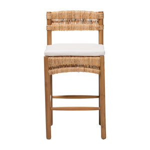 Bali & Pari Elvera Handwoven Seagrass Mahogany Counterstool for Coastal Boho Kitchens