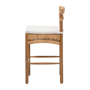 Bali & Pari Elvera Handwoven Seagrass Mahogany Counterstool for Coastal Boho Kitchens