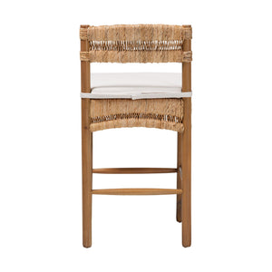 Bali & Pari Elvera Handwoven Seagrass Mahogany Counterstool for Coastal Boho Kitchens
