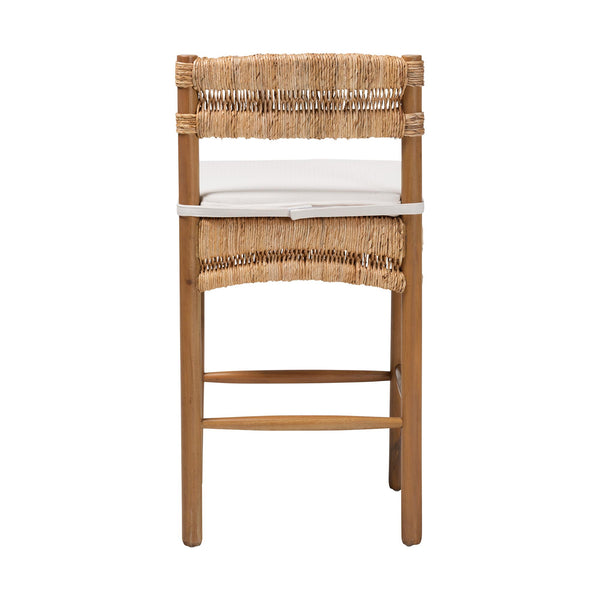 Bali & Pari Elvera Handwoven Seagrass Mahogany Counterstool for Coastal Boho Kitchens