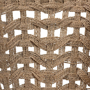 Bali & Pari Vellon Handwoven Seagrass Barrel Back Mahogany Wood Dining Chair