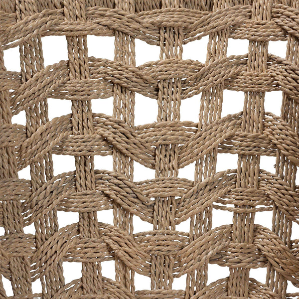 Bali & Pari Vellon Handwoven Seagrass Barrel Back Mahogany Wood Dining Chair