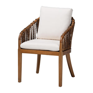 Baxton Studio Bali & Pari Varen Handwoven Seagrass Arm Dining Chair with Mahogany Frame MD-39991-Varen-Walnut-Cushion-Arm-DC