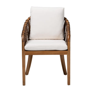 Bali & Pari Varen Handwoven Seagrass Arm Dining Chair with Mahogany Frame