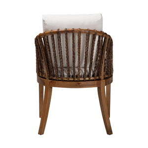 Bali & Pari Varen Handwoven Seagrass Arm Dining Chair with Mahogany Frame
