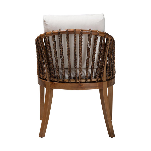 Bali & Pari Varen Handwoven Seagrass Arm Dining Chair with Mahogany Frame