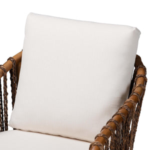 Bali & Pari Varen Handwoven Seagrass Arm Dining Chair with Mahogany Frame