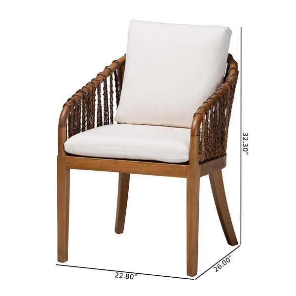 Bali & Pari Varen Handwoven Seagrass Arm Dining Chair with Mahogany Frame