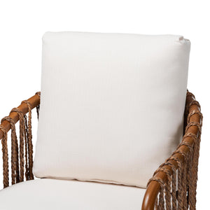 Bali & Pari Varen Handwoven Seagrass Mahogany Wood Barstool with Cushion