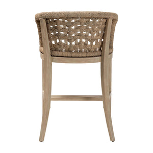 Bali & Pari Vellon Handwoven Seagrass Barrel Back Counter Stool for Kitchen