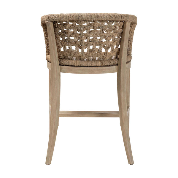 Bali & Pari Vellon Handwoven Seagrass Barrel Back Counter Stool for Kitchen